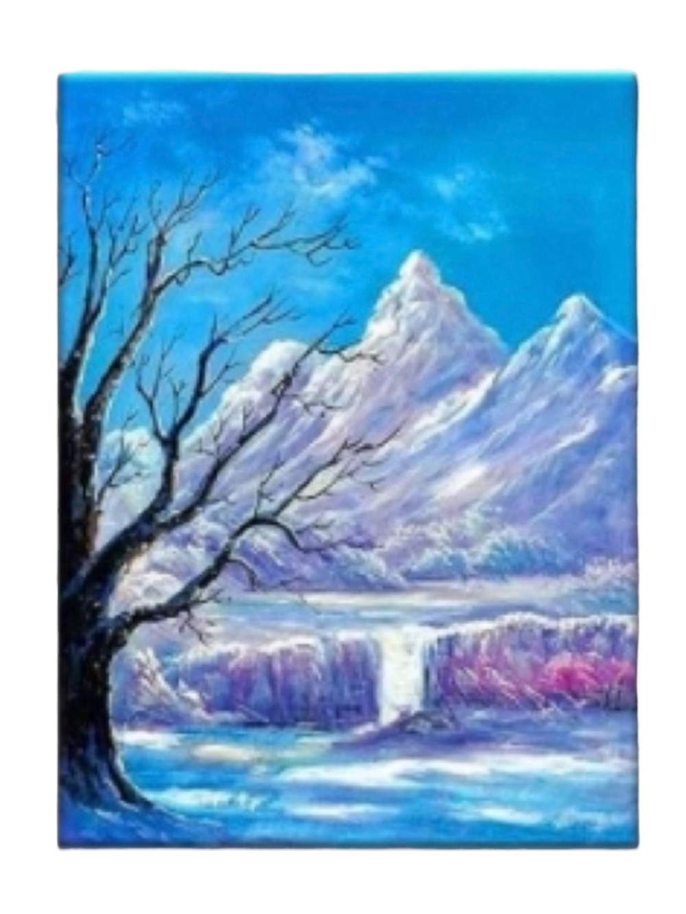 DIY Diamond Painting Kit Winter Tree and Mountains in White Blue Size 30x40cm